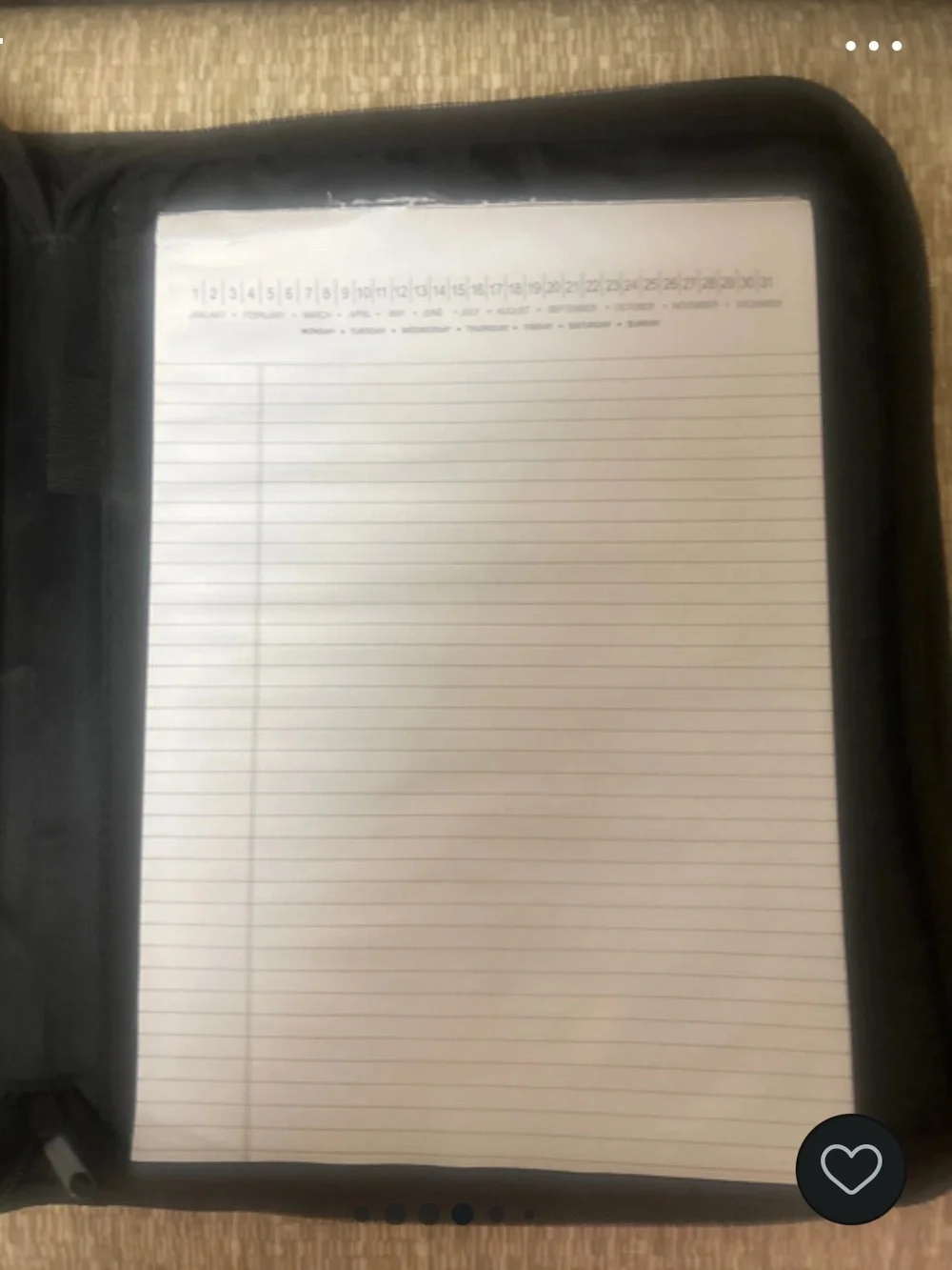 “Pre-Owned” Large Black Faux Leather Zip Around Portfolio W/Built In Calculator.